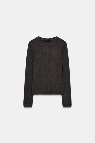 LONG SLEEVE T-SHIRT - brown vigore by Zara