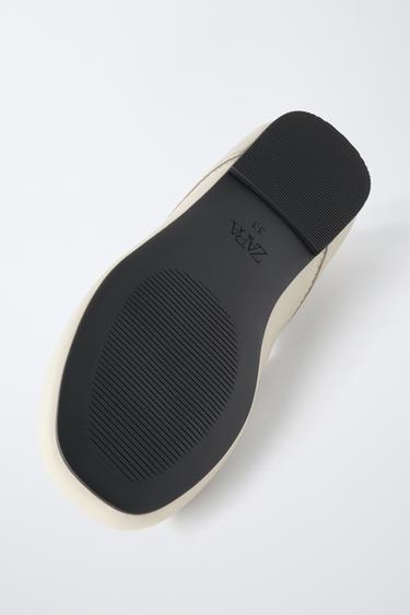 LEATHER BALLET FLATS - Ecru White by Zara - Image 6