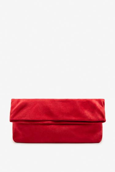 LIMITED EDITION SPLIT SUEDE MAXI CLUTCH - Burgundy Red by Zara