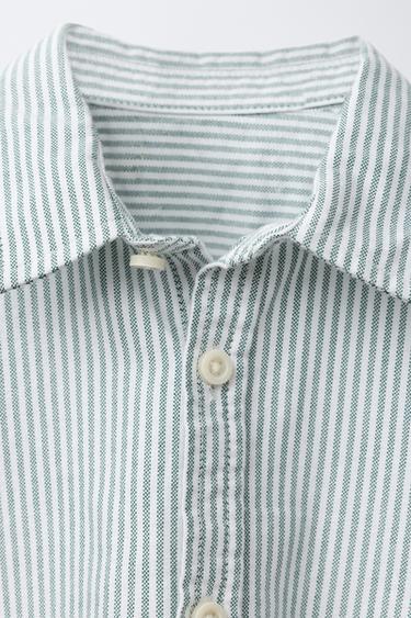 CHEMISE À RAYURES ET INSCRIPTION BRODÉE - Vert de Zara - Image 2