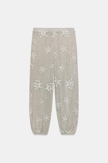 METALLIC THREAD SAROUEL TROUSERS - Silver by Zara - Image 5