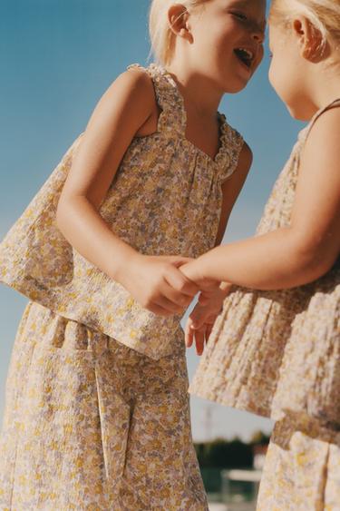 TIMELESS - TOP ESTAMPADO FLORES - Albaricoque de Zara