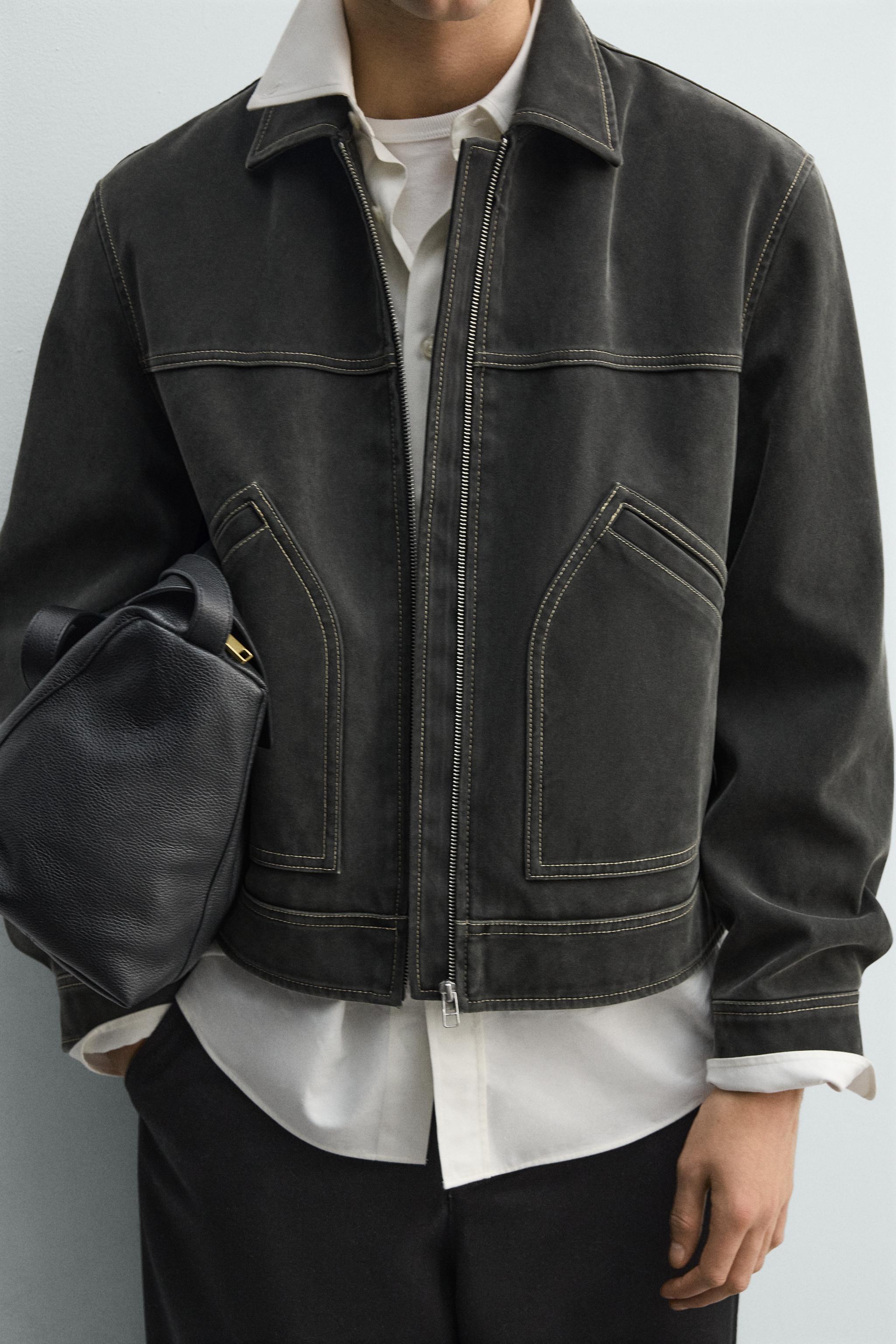 BLOUSON EFFET DÉLAVÉ SURPIQÛRES