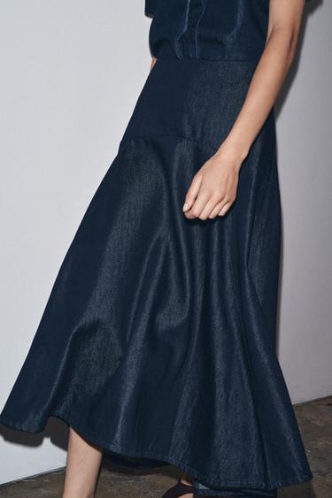 ZW COLLECTION DENIM MIDI SKIRT - Blue by Zara - Image 4