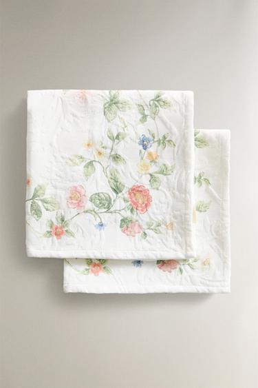 FLORAL PRINT JACQUARD NAPKIN (PACK OF 2) - Greenish by Zara - Image 0