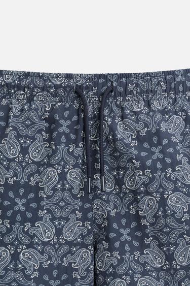 PAISLEY PRINTED MID-LENGTH SWIMMING TRUNKS - Navy blue by Zara - Image 2