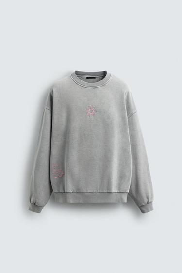 COMBINED PRINT SWEATSHIRT - Light grey by Zara