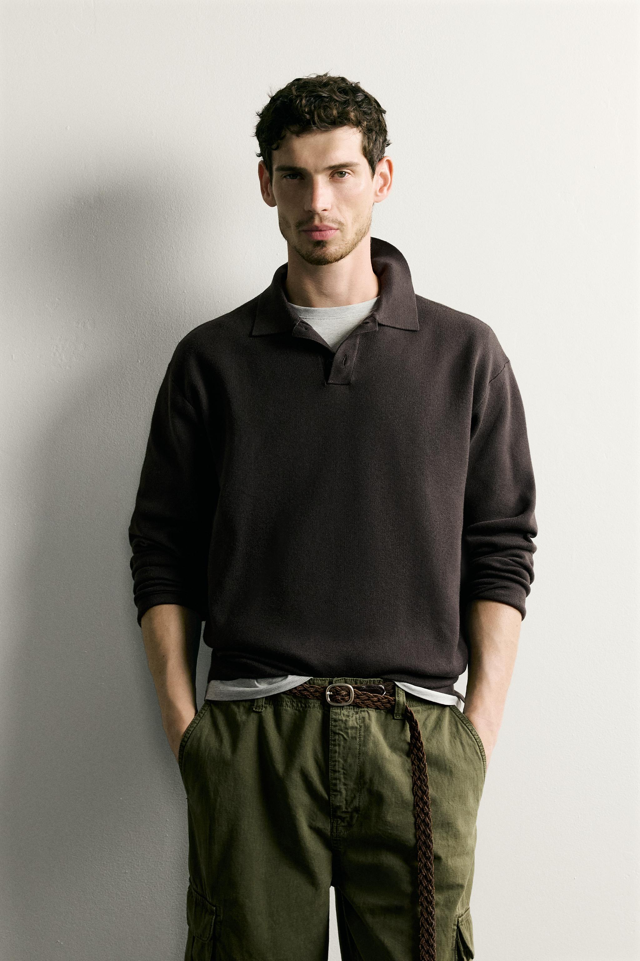 SOFT KNIT POLO SHIRT — Brown