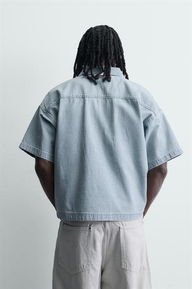 BOXY FIT WASHED STRIPED POLO SHIRT - Light blue by Zara - Image 2