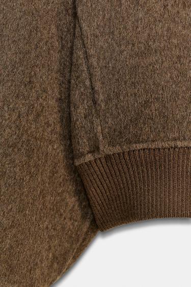 WOOL BLEND BOMBER JACKET ZW COLLECTION - Brown / Taupe by Zara - Image 3