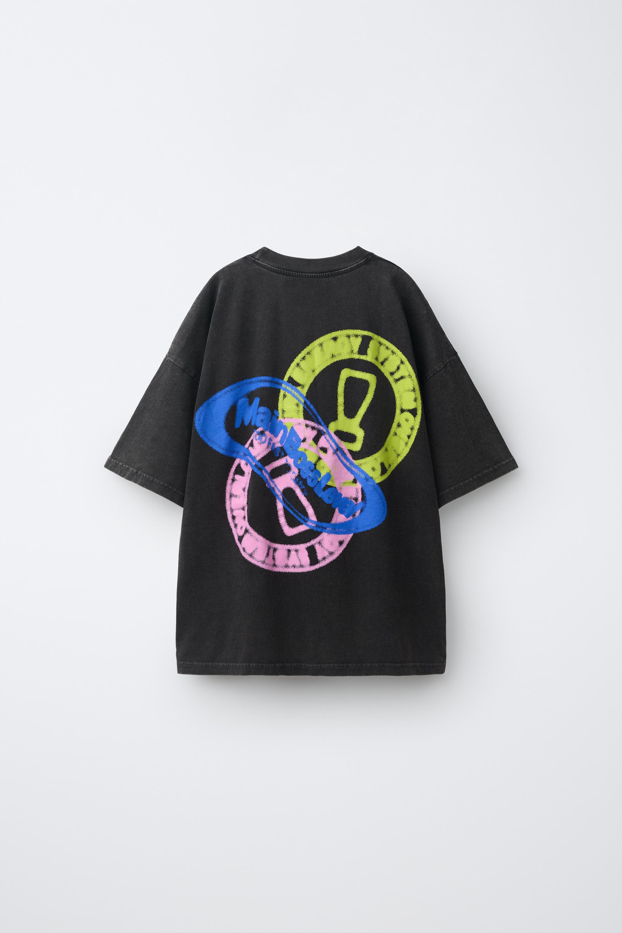 Детские футболки Zara WASHED EFFECT PRINTED T-SHIRT — фото 3