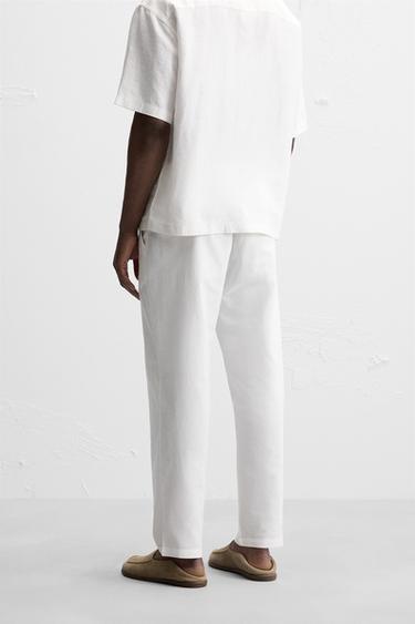 PANTALON RELAXED FIT COTON - LIN - Blanc cassé de Zara - Image 2