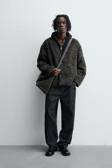 FAUX FUR CARDIGAN - Navy marl by Zara