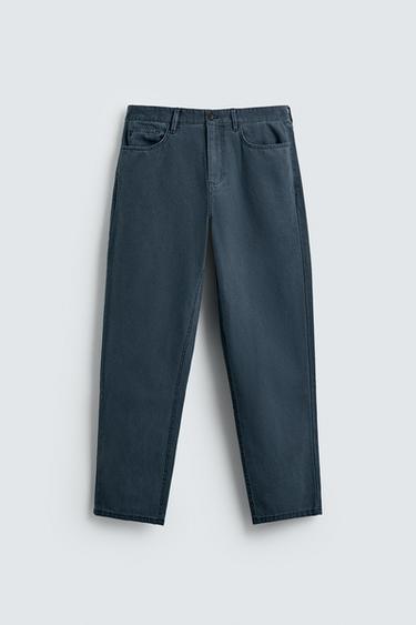 Zara 刷色直筒長褲 - 石油色