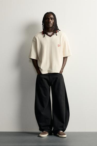 CHEMISE POLO STRUCTURÉE BRODÉE - Blanc cassé de Zara - Image 0