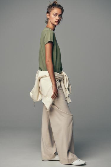 CAMISETA LAVADA BOLSILLO - Verde de Zara