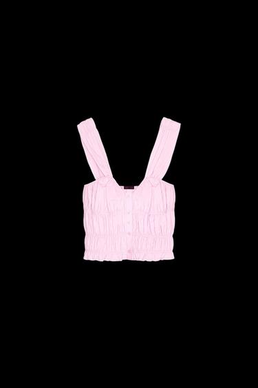 TOP CROP FRUNCES - Rosa de Zara - Imagen 0