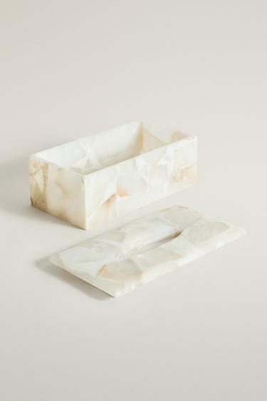 ALABASTER RESIN TISSUE BOX — Light beige 2