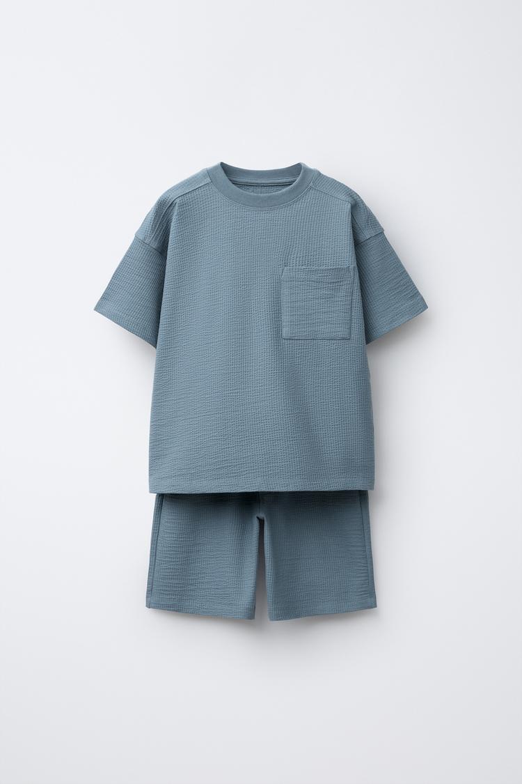 Shirt Zara Bermuda Garcon Baby Boys' Khaki T-shirt And Ecru