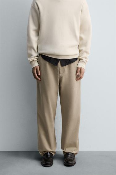 STRAIGHT-LEG CHINO TROUSERS - Beige by Zara