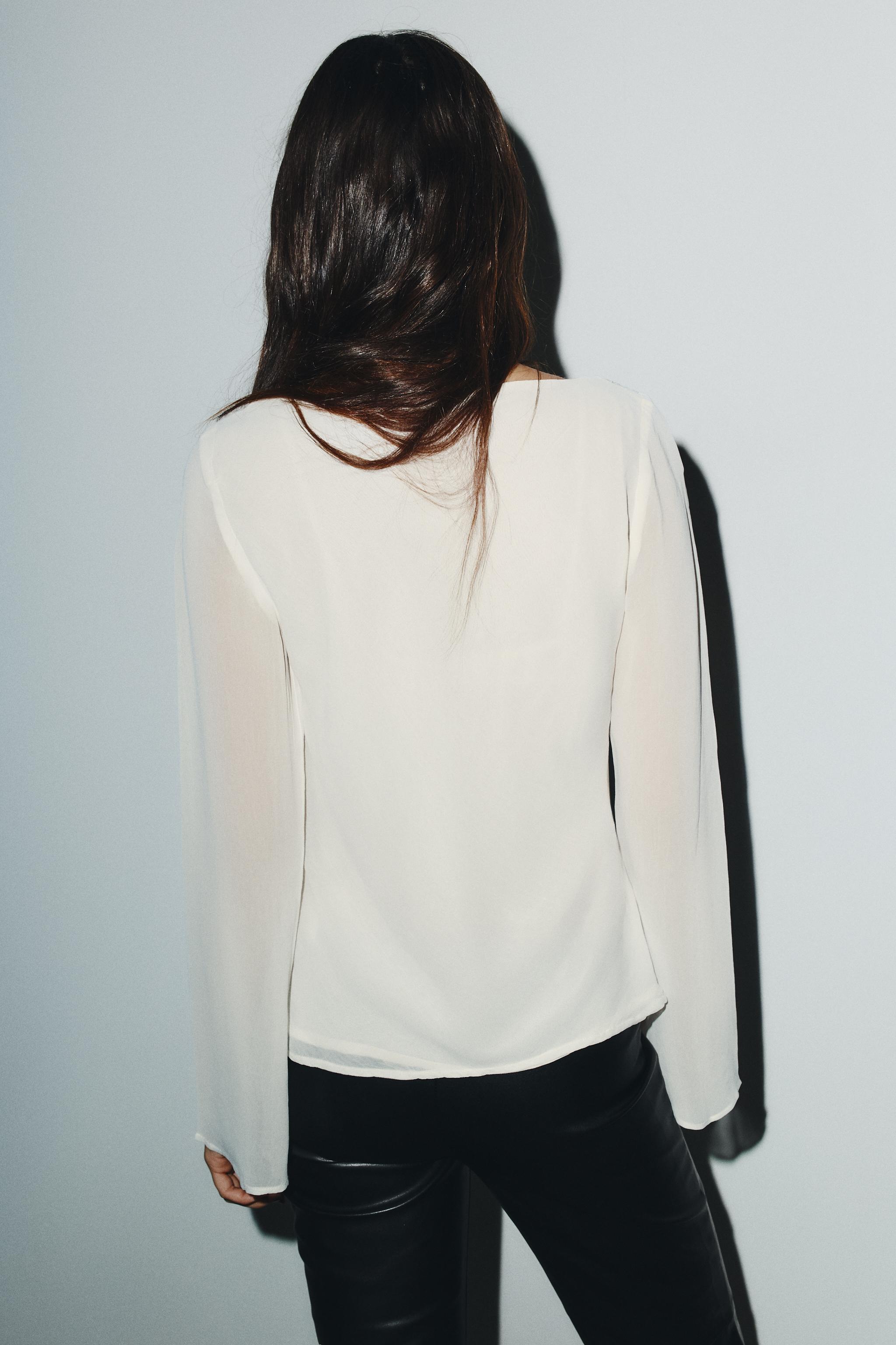 GEORGETTE LACE BOW SHIRT