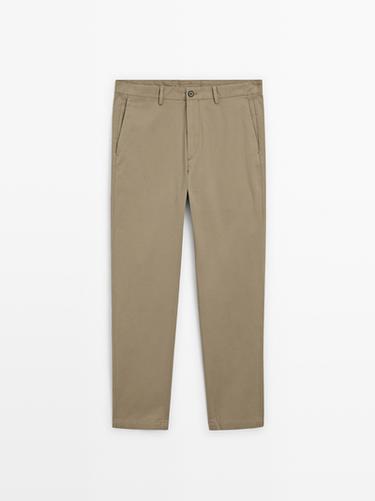 Zara 100% cotton slim fit trousers - taupe brown