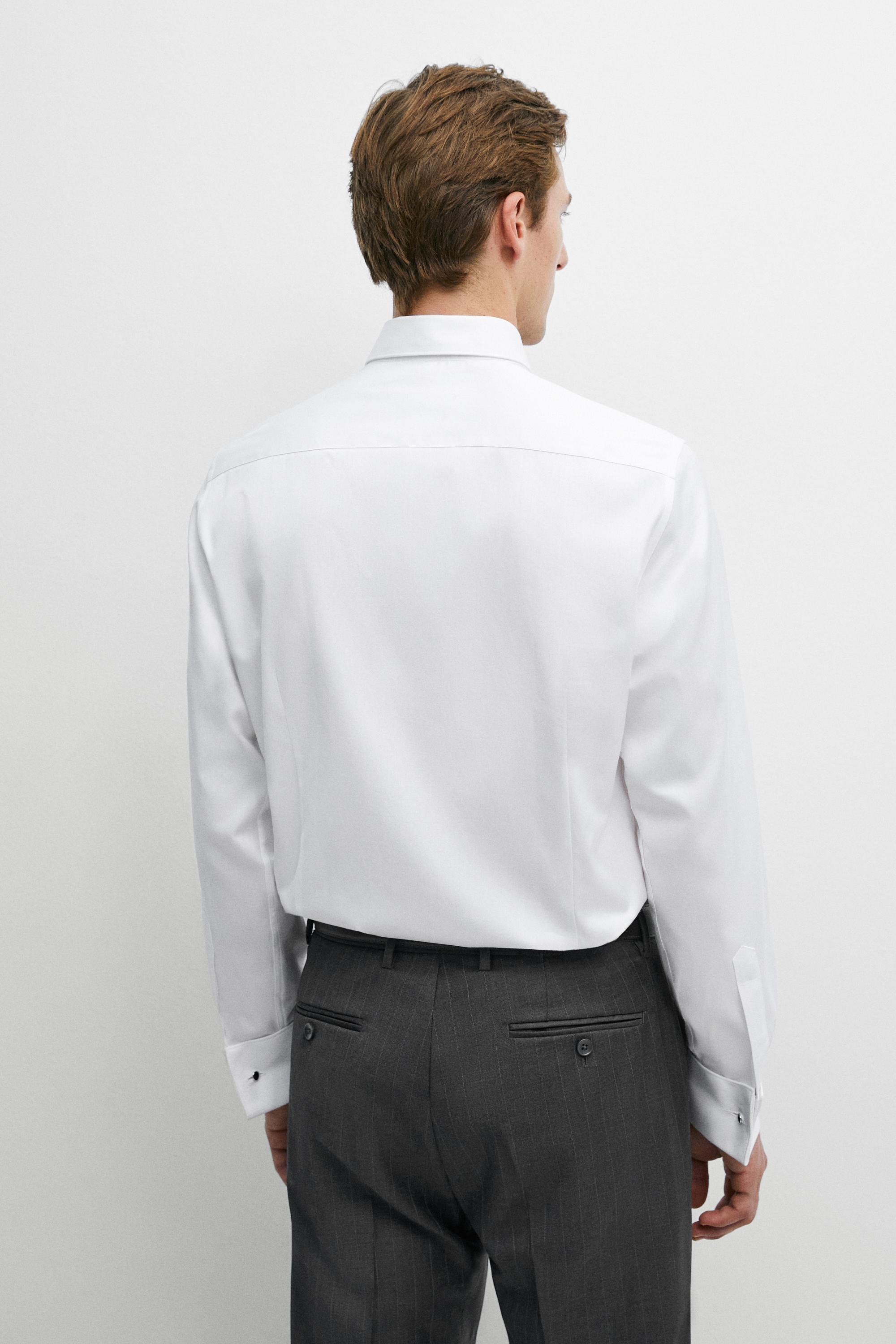 Slim fit cotton shirt with double cuffs