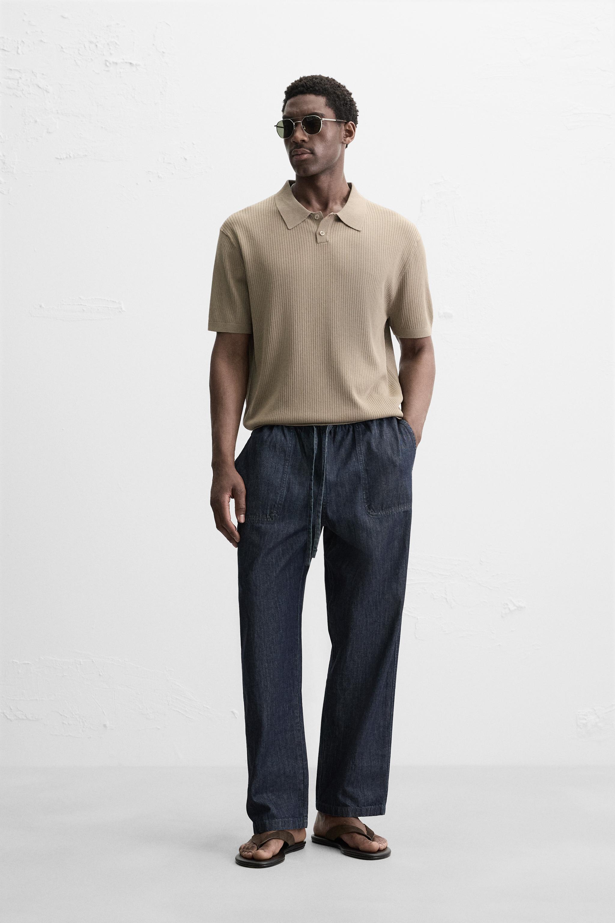 RIB KNIT POLO SHIRT - Blue green | ZARA United States