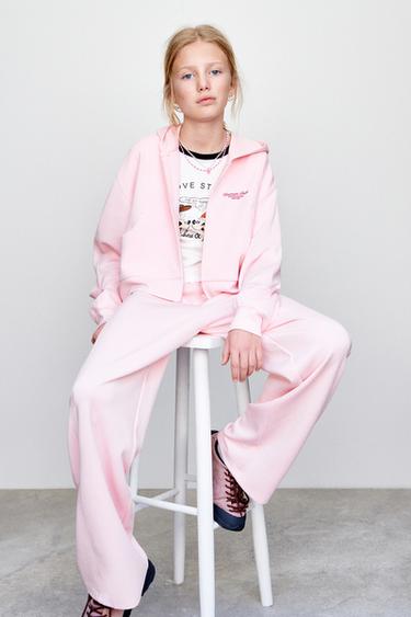 WIDE-LEG TROUSERS WITH MODAL - Pastel pink by Zara