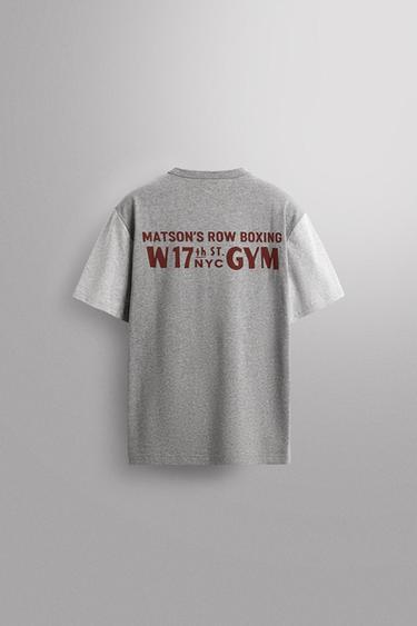 CAMISETA COLOR BLOCK BORDADO - Gris vigoré de Zara