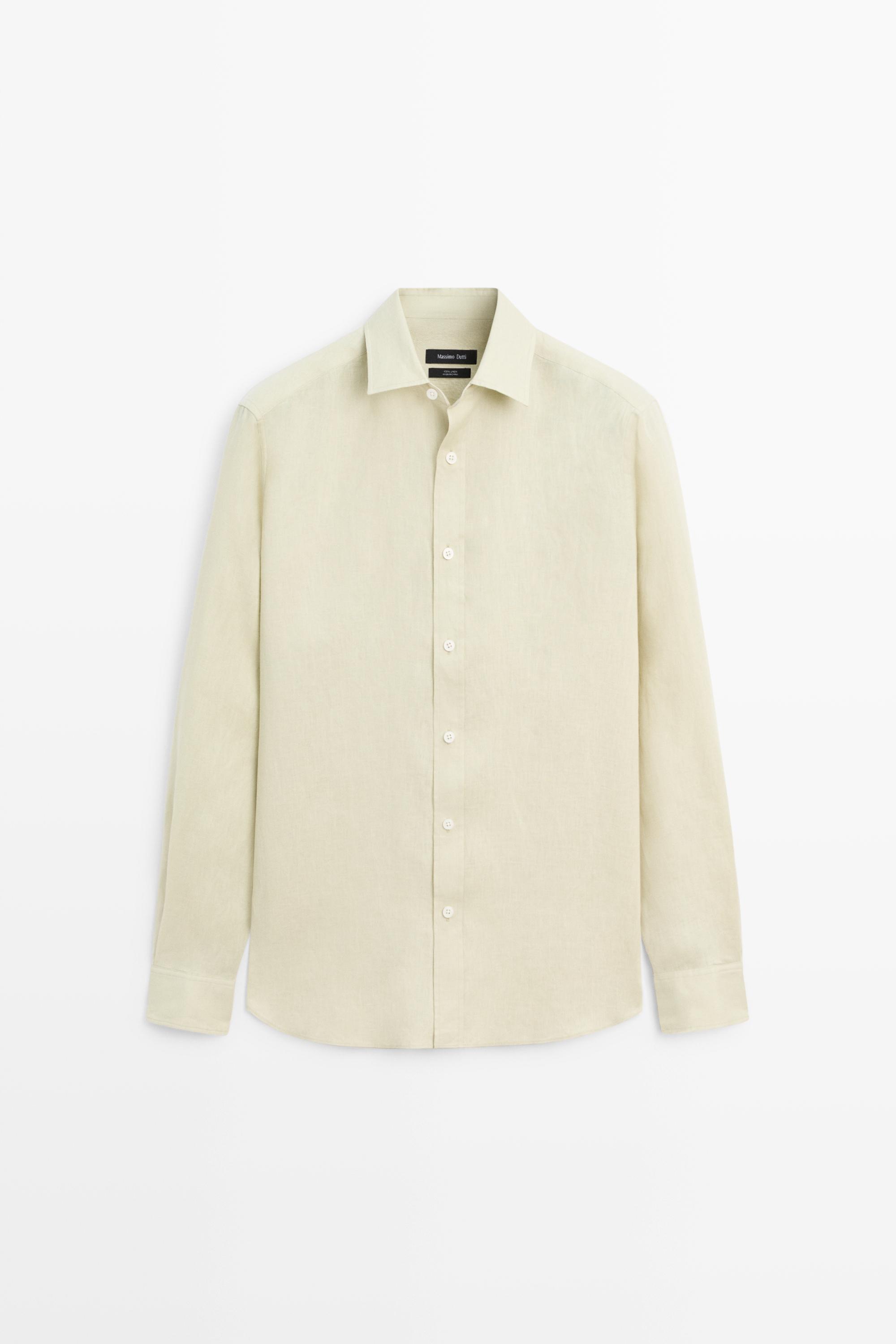 Slim fit 100% linen shirt — Light green