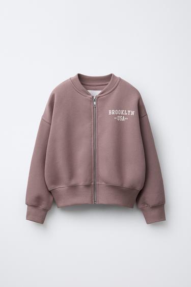 CAZADORA BOMBER FELPA JOGGING - Rosa empolvado de Zara - Imagen 0