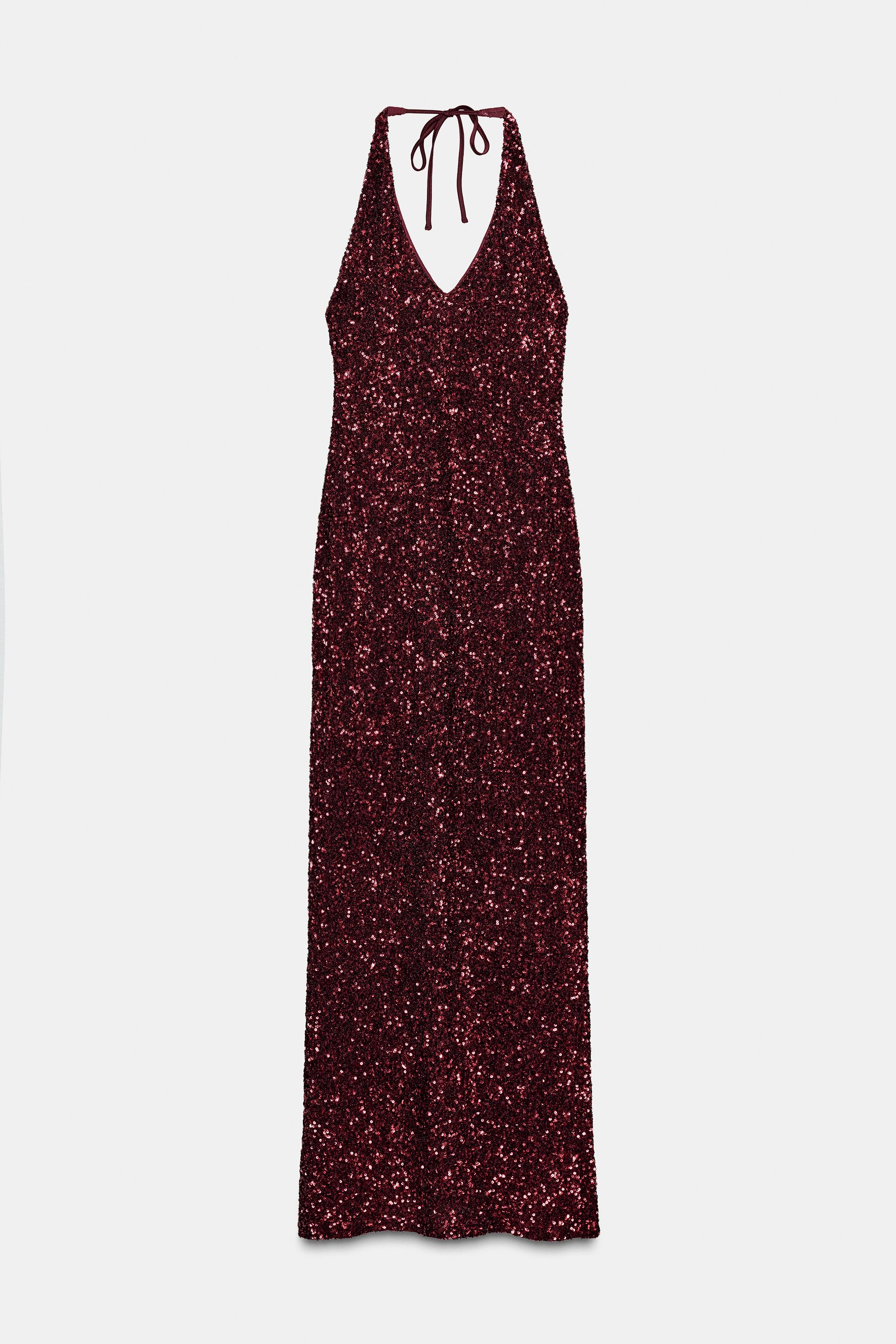 SEQUIN V-NECK DRESS