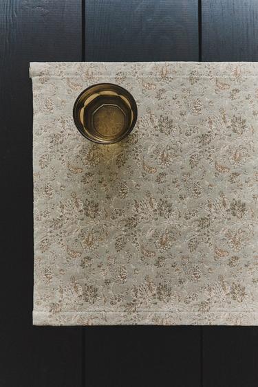 Zara FLORAL JACQUARD PLACEMAT - 綠藍色