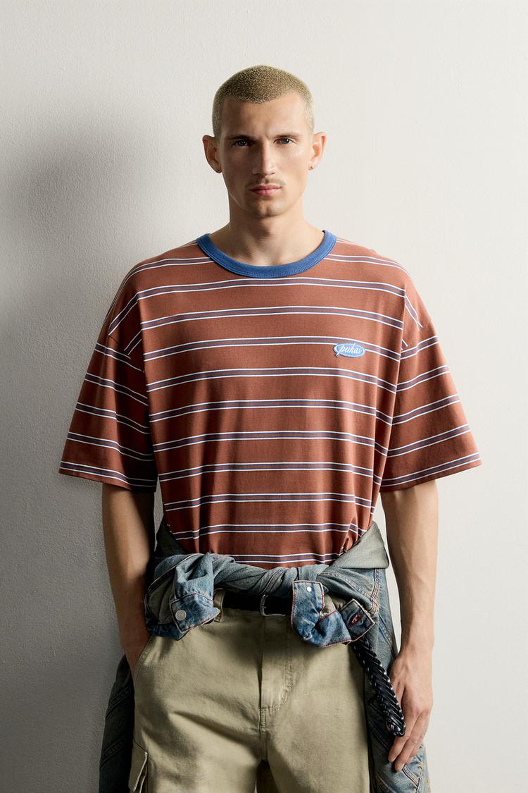 Camiseta jacquard rayas pukas surf x zara