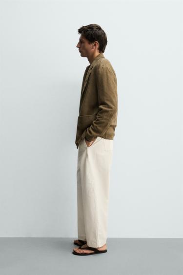 VESTE COUPE DÉCONTRACTÉE EN DAIM - Vert olive de Zara - Image 3