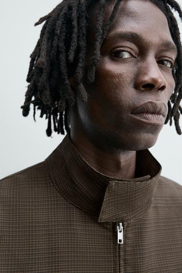 VESTE COURTE À CARREAUX - Marron de Zara - Image 6