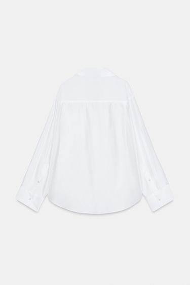 SATIN OVERSIZE SHIRT - White by Zara - Image 7