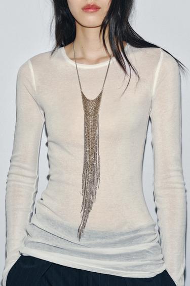 COLLAR BOLSO CADENAS - Plata de Zara - Imagen 0