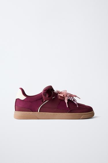 Zara BOW DETAIL SNEAKERS - Maroon