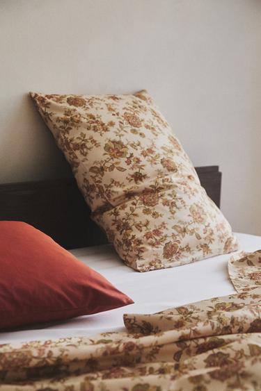 FLORAL SATEEN PILLOWCASE - Beige by Zara - Image 5