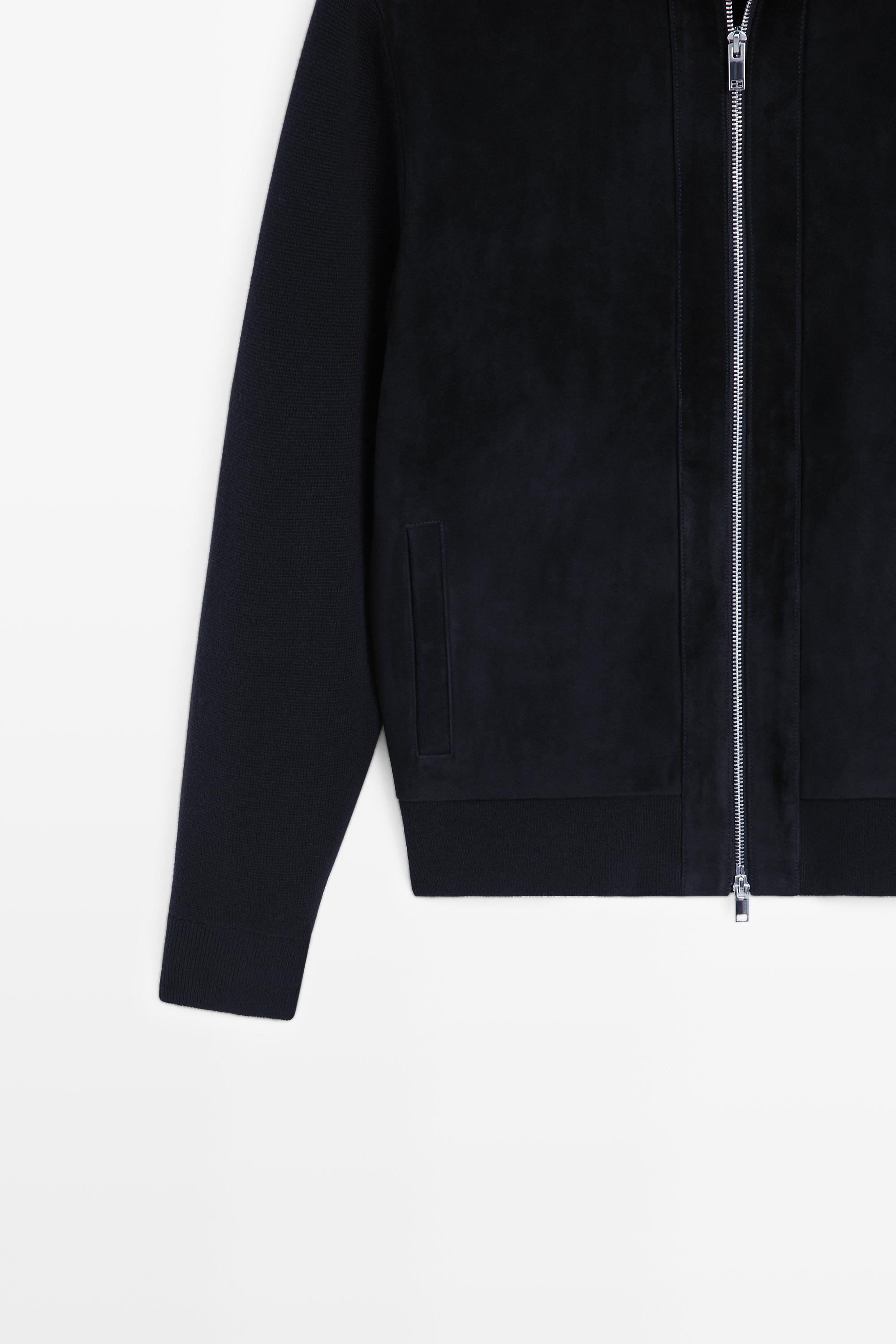 Veste en tissu combiné cuir et daim