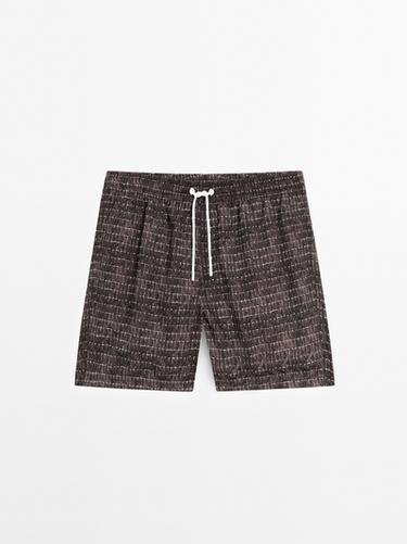 Zara Printed swimming trunks - Burgundy