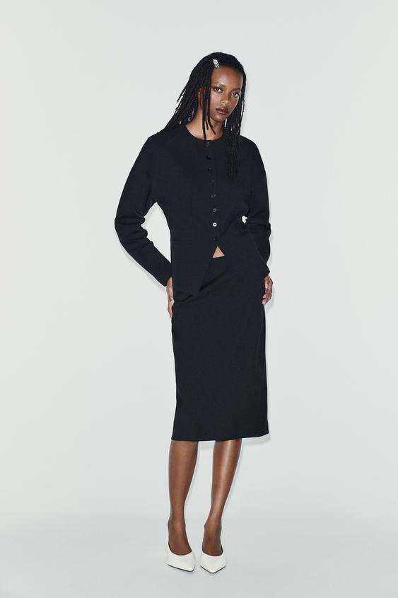 CHAQUETA BOTONES PLIEGUES MANGA - Negro de Zara - Imagen 0