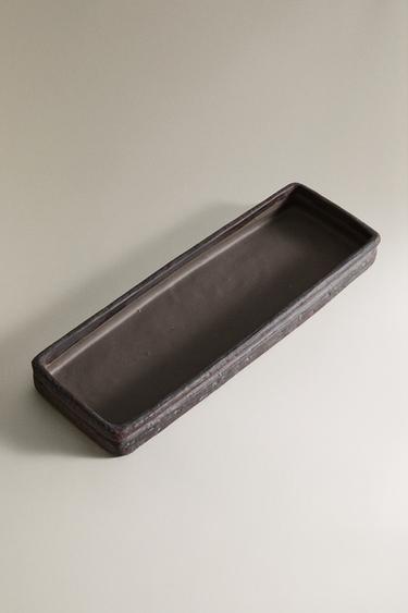 CERAMIC TRAY WITH RECTANGULAR EDGES - Black by Zara - Image 1
