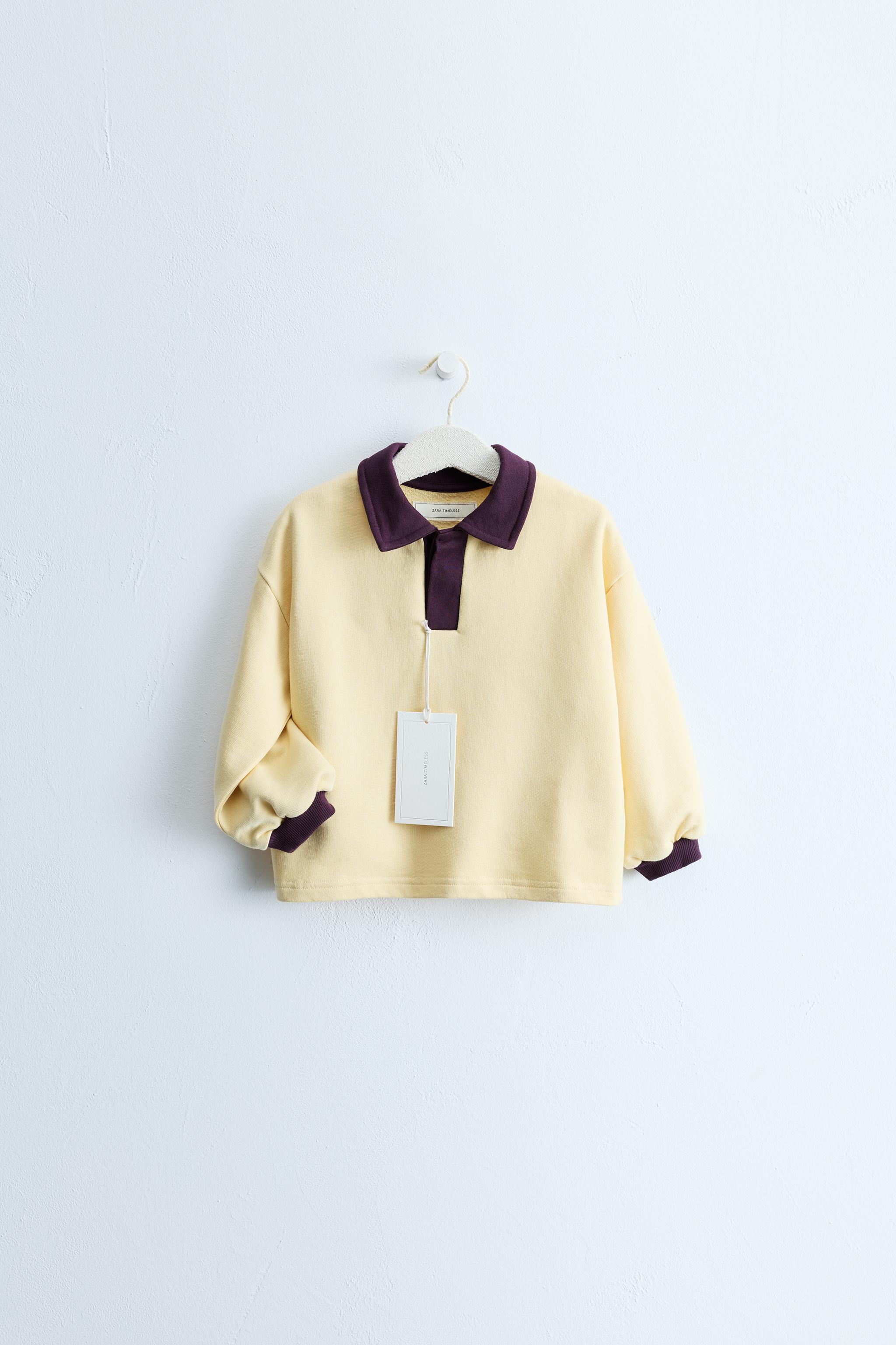 ZARA TIMELESS - SWEAT À COL POLO CONTRASTE