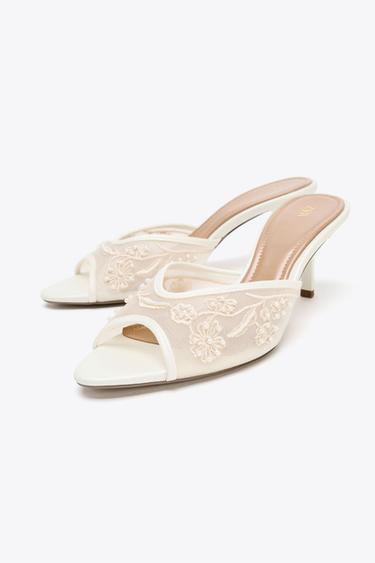 MESH PEARL EMBELLISHED SANDALS - White by Zara - Image 1