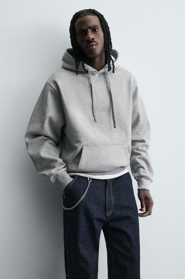 SWEAT À CAPUCHE HEAVYWEIGHT BASIQUE - Gris chiné de Zara - Image 4