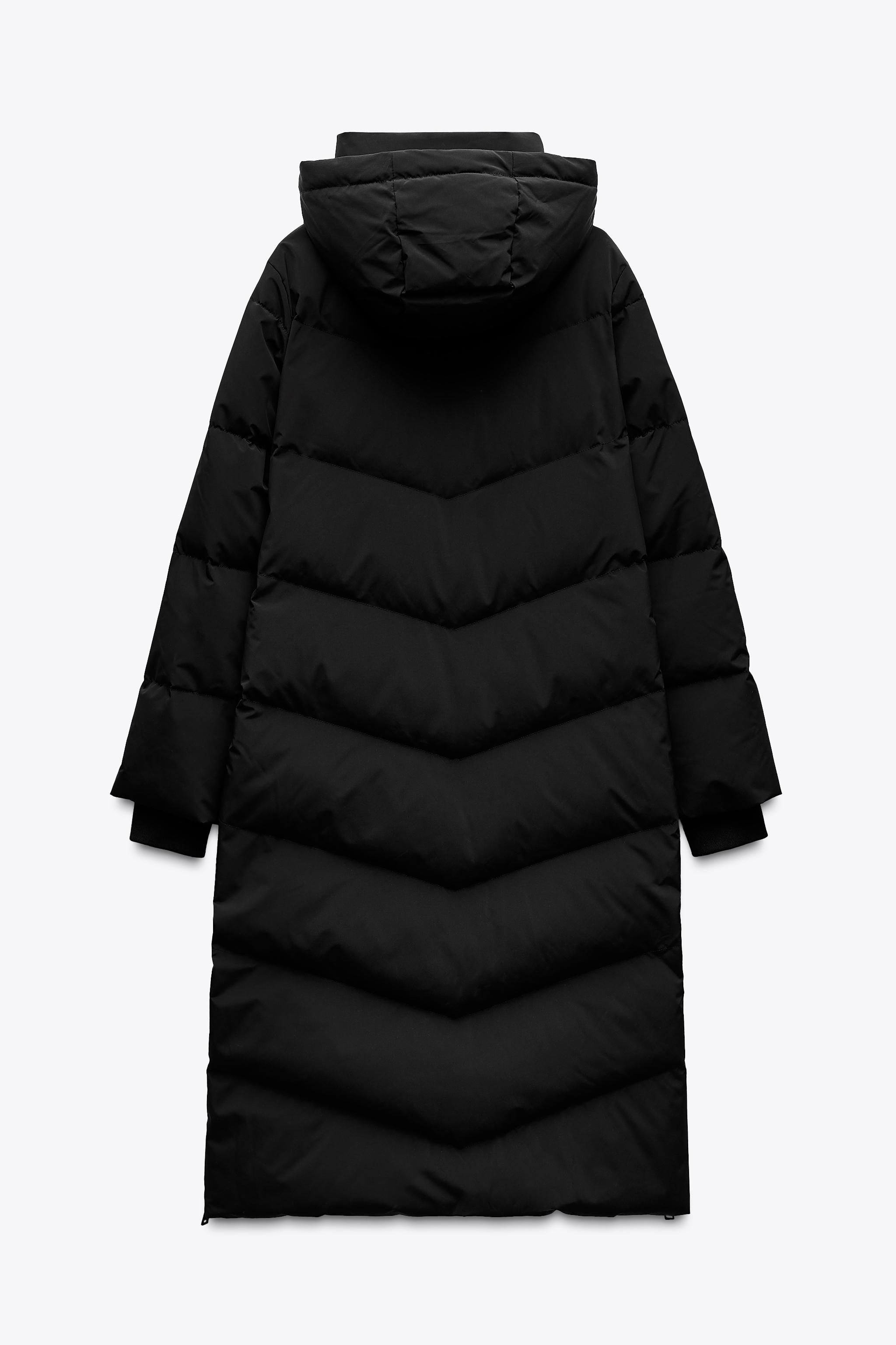耐水性と耐風性を備えたフード付きダウンジャケット - ブラック | ZARA 耐水性と耐風性を備えたフード付きダウンジャケット - ブラック | ZARA