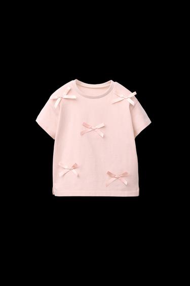 T-SHIRT WITH BOWS - Tangerine by Zara - Image 0